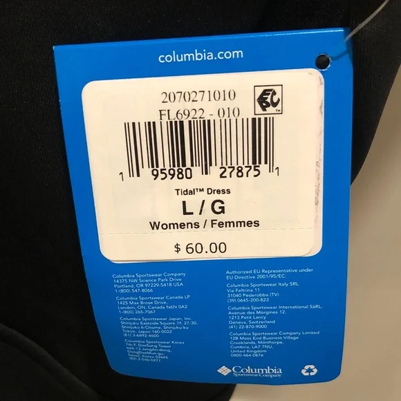 3 pockets! NWT Columbia Black Tidal Dress ~ Large - Picture 11 of 15